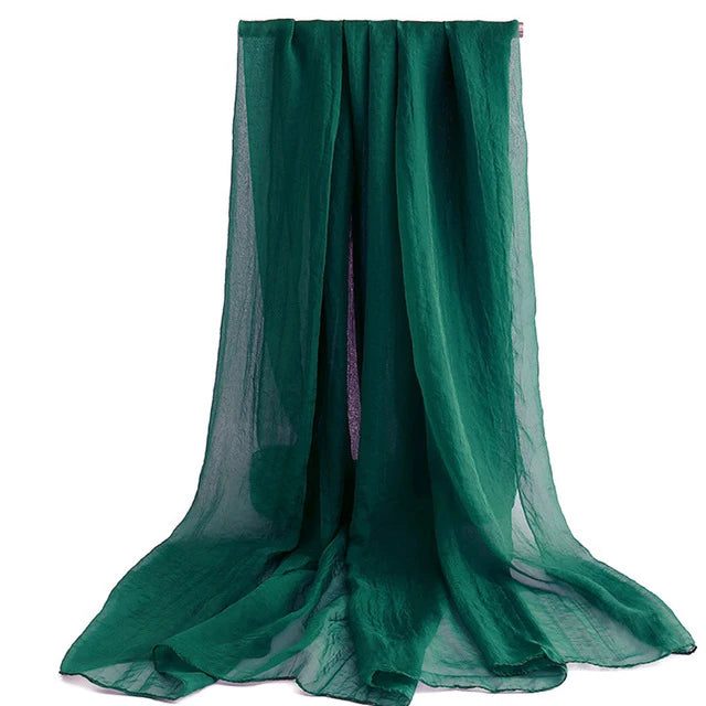 Long Scarf Summer Wrap Scarf Ladies Green Scarf Shawl Top Grade Brand Scarves Simple Plain Chiffon Head Scarf Womens Warm Scarve