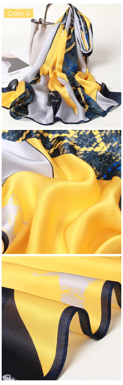 Silk Long Scarf Women 100% Natural Silk  Head Scarves Stylish  Shawls Wraps Spring Summer Elegant Thin Pashmina Foulard Femme