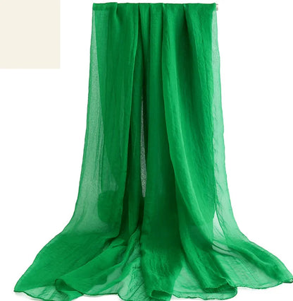 Long Scarf Summer Wrap Scarf Ladies Green Scarf Shawl Top Grade Brand Scarves Simple Plain Chiffon Head Scarf Womens Warm Scarve