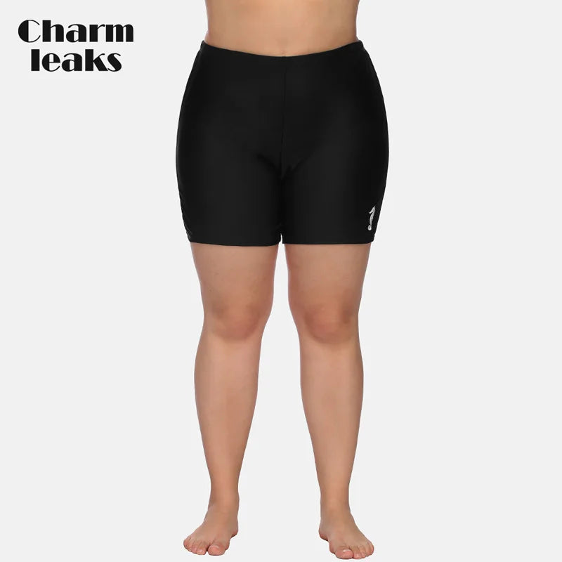 Charmleaks Women High Waist Swimming Trunks Plus Size Ladies Plus Size Bikini Bottom Solid Swimwear Briefs Split Swimming Trunks