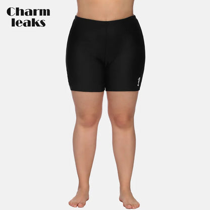 Charmleaks Women High Waist Swimming Trunks Plus Size Ladies Plus Size Bikini Bottom Solid Swimwear Briefs Split Swimming Trunks