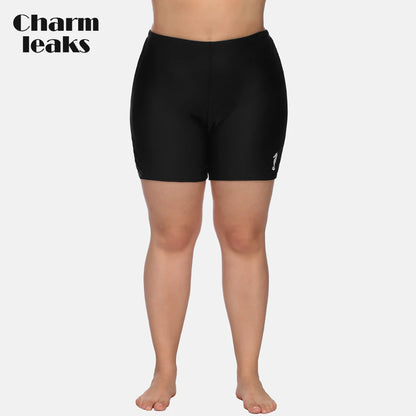 Charmleaks Women High Waist Swimming Trunks Plus Size Ladies Plus Size Bikini Bottom Solid Swimwear Briefs Split Swimming Trunks