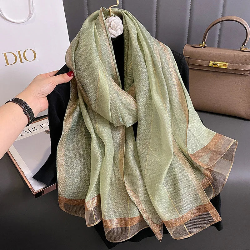 2024 Solid Silk wool scarf for Women Shawls Scarves Summer Lady Hijab Winter Fashion Warm Long Bandana Foulard Pashmina Poncho