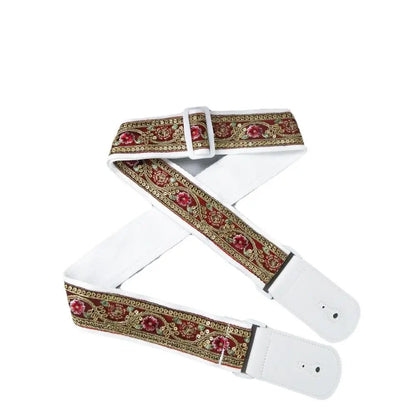 Pearl Embroidery Guitar Strap Widening Adjustable Electric Guitar Belts Guitar Accessories Leather Ends