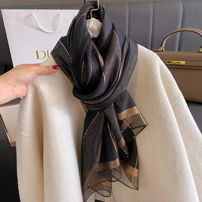 2024 Solid Silk wool scarf for Women Shawls Scarves Summer Lady Hijab Winter Fashion Warm Long Bandana Foulard Pashmina Poncho