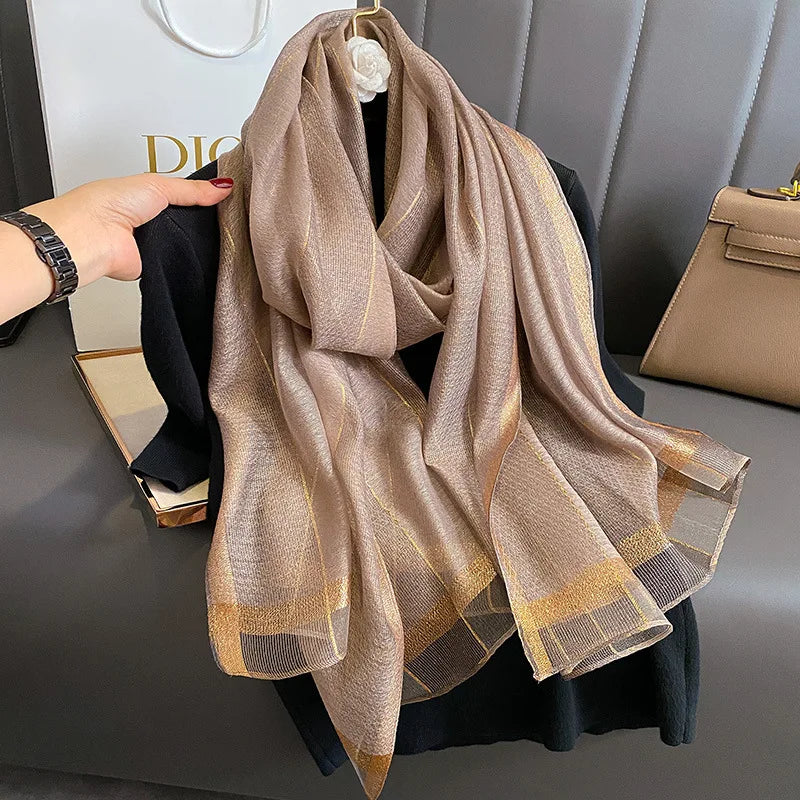 2024 Solid Silk wool scarf for Women Shawls Scarves Summer Lady Hijab Winter Fashion Warm Long Bandana Foulard Pashmina Poncho