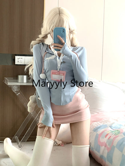 2023 Summer Elegant Long Sleeve Crop Tops + Pure Color Mini Skirts 2 Piece Dress Set Female Y2k Bodycon French Party Suits Style