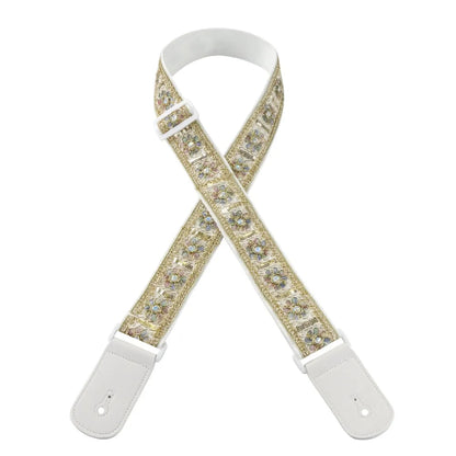 Pearl Embroidery Guitar Strap Widening Adjustable Electric Guitar Belts Guitar Accessories Leather Ends