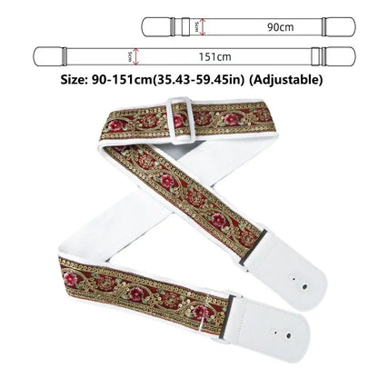 Pearl Embroidery Guitar Strap Widening Adjustable Electric Guitar Belts Guitar Accessories Leather Ends