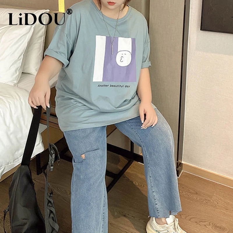 2023 Spring Autumn Loose Casual Jeans Fashion Trousers Ripped Straight Leg High Waist Bottom Solid Plus Size Cropped Pants Women