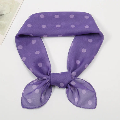 Retro Polka Dot Montage Chiffon Square Scarf Women Soft Hairband Neckerchief Hijab Lady Headband Foulard Bag Ribbons Kerchief