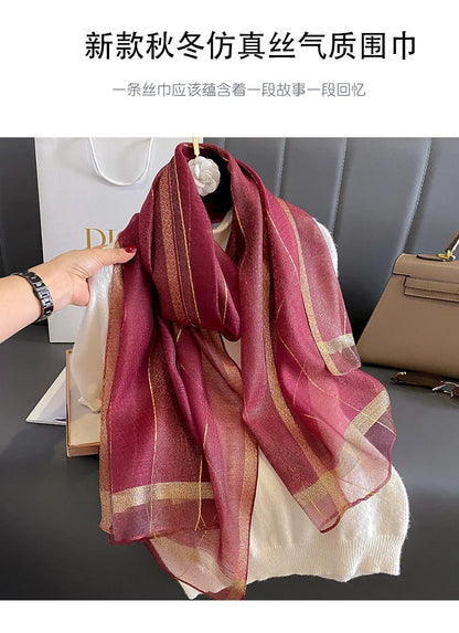 2024 Solid Silk wool scarf for Women Shawls Scarves Summer Lady Hijab Winter Fashion Warm Long Bandana Foulard Pashmina Poncho