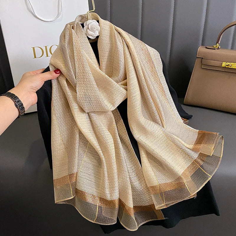 2024 Solid Silk wool scarf for Women Shawls Scarves Summer Lady Hijab Winter Fashion Warm Long Bandana Foulard Pashmina Poncho